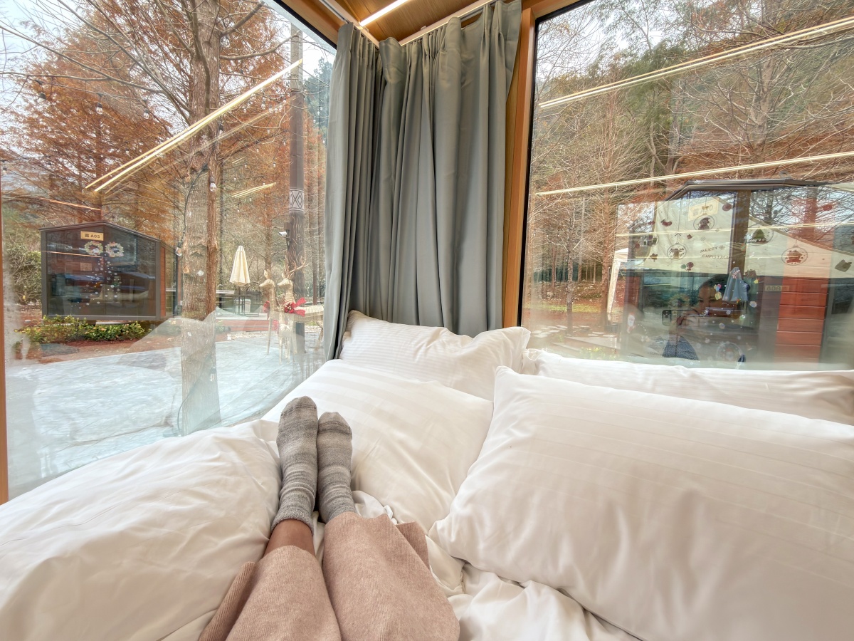 ❤旅宿分享❤【會來尖石溫泉渡假村】新竹尖石露營車推薦｜被落羽松包圍的懶人露營車，在森林裡醒來再去泡溫泉